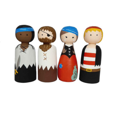 Handmade Wooden Peg Dolls – Pirates | Adventure-Themed Wooden Toys
