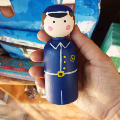 Handmade Wooden Peg Dolls – Police & Thief | Adventure-Themed Wooden Toys