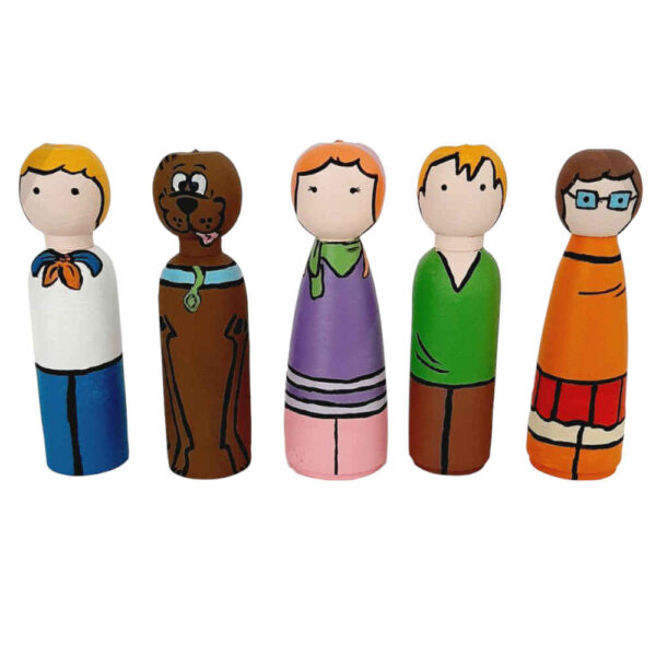 Handmade Wooden Peg Dolls - Scooby Doo | Custom Cartoon Figures