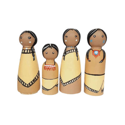Handmade Wooden Peg Dolls – Sorkh Poost Girls | Traditional Wooden Toys
