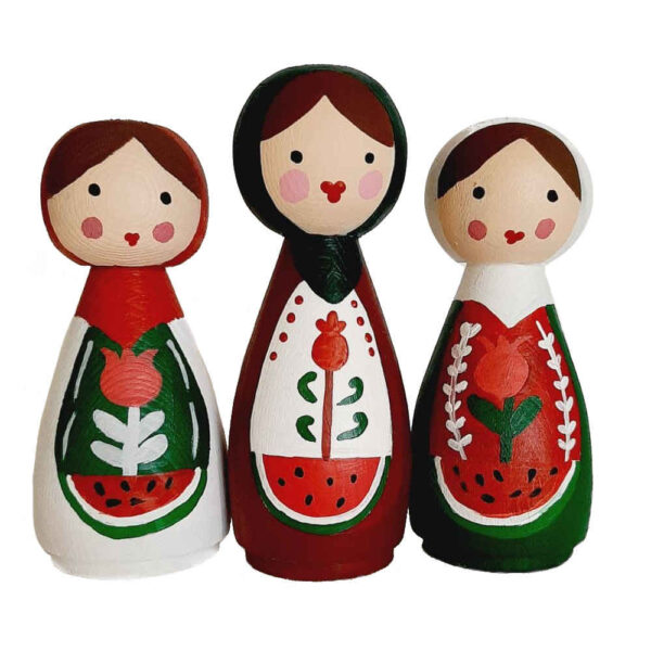 Handmade Wooden Peg Dolls - Yalda Celebration | Artisan Wooden Characters