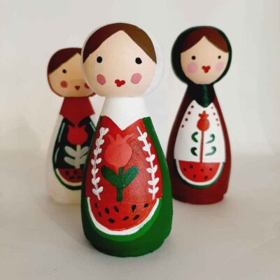Handmade Wooden Peg Dolls – Yalda Celebration | Artisan Wooden Characters