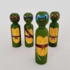 Handmade Wooden Peg Dolls - Mutant Ninja Turtles | Custom Toy Figures