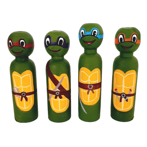 Handmade Wooden Peg Dolls - Mutant Ninja Turtles | Custom Toy Figures