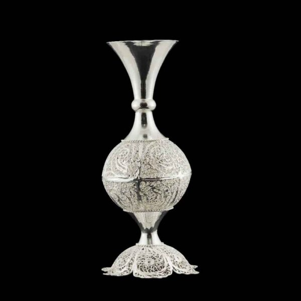 Handcrafted Decorative Persian Filigree Silver Coated Vase Sana