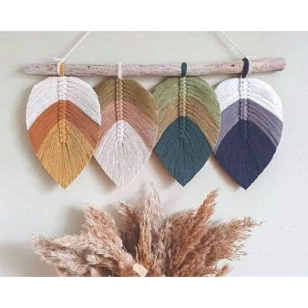 Macrame Wall Hanging Tapestry Art Bohemian Sarv Leafs