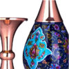 Decorative Copper Vase Hand-Painted with Persian Minakari Enamel Lux