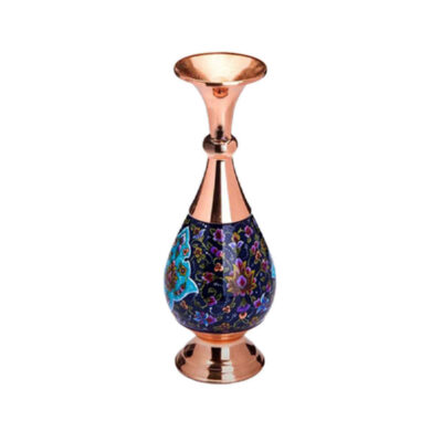 Decorative Copper Vase Hand-Painted with Persian Minakari Enamel Lux
