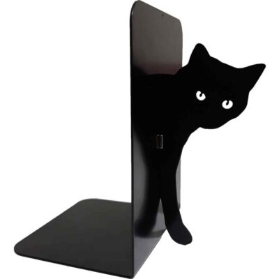 Metal Art Bookend for Shelf with Animal-theme Cat