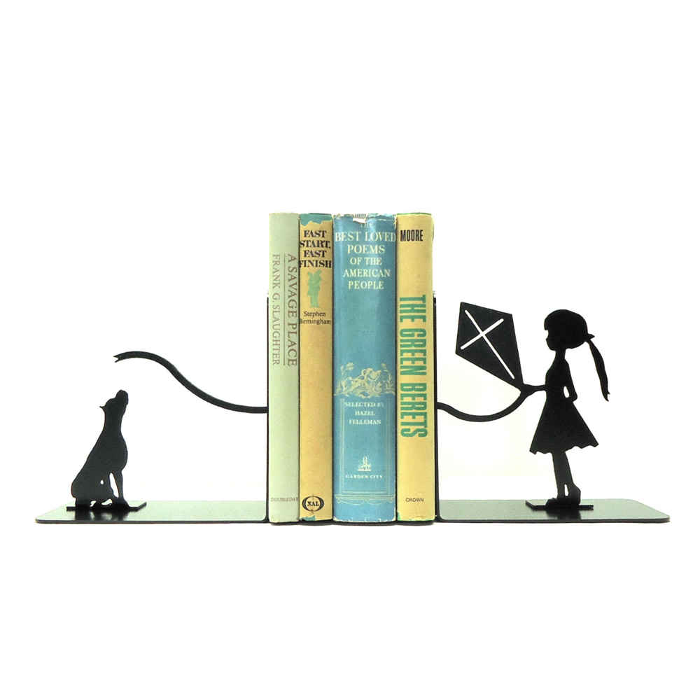 Girl & Dog Design Persian Metal Art Bookend – Suitable for Gift Ideas