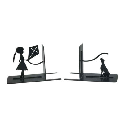 Persian Metal Art Bookend for Shelf with the Design Girl & Dog