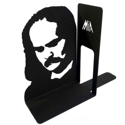 Persian Metal Art Bookend for Shelf with the Face of Mehdi Akhavan Sales