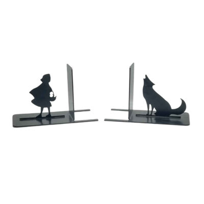 Metal Art Bookend for Shelf with the Design Red Ridding Hood