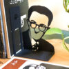 Persian Metal Art Bookend for Shelf with the Face of Sadegh Hedayat