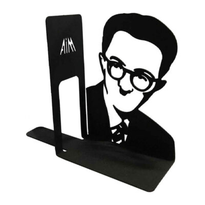 Persian Metal Art Bookend for Shelf with the Face of Sadegh Hedayat
