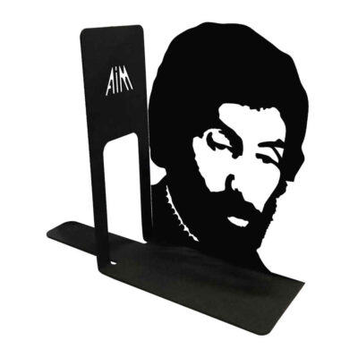 Persian Metal Art Bookend for Shelf with the Face of Sohrab Sepehri