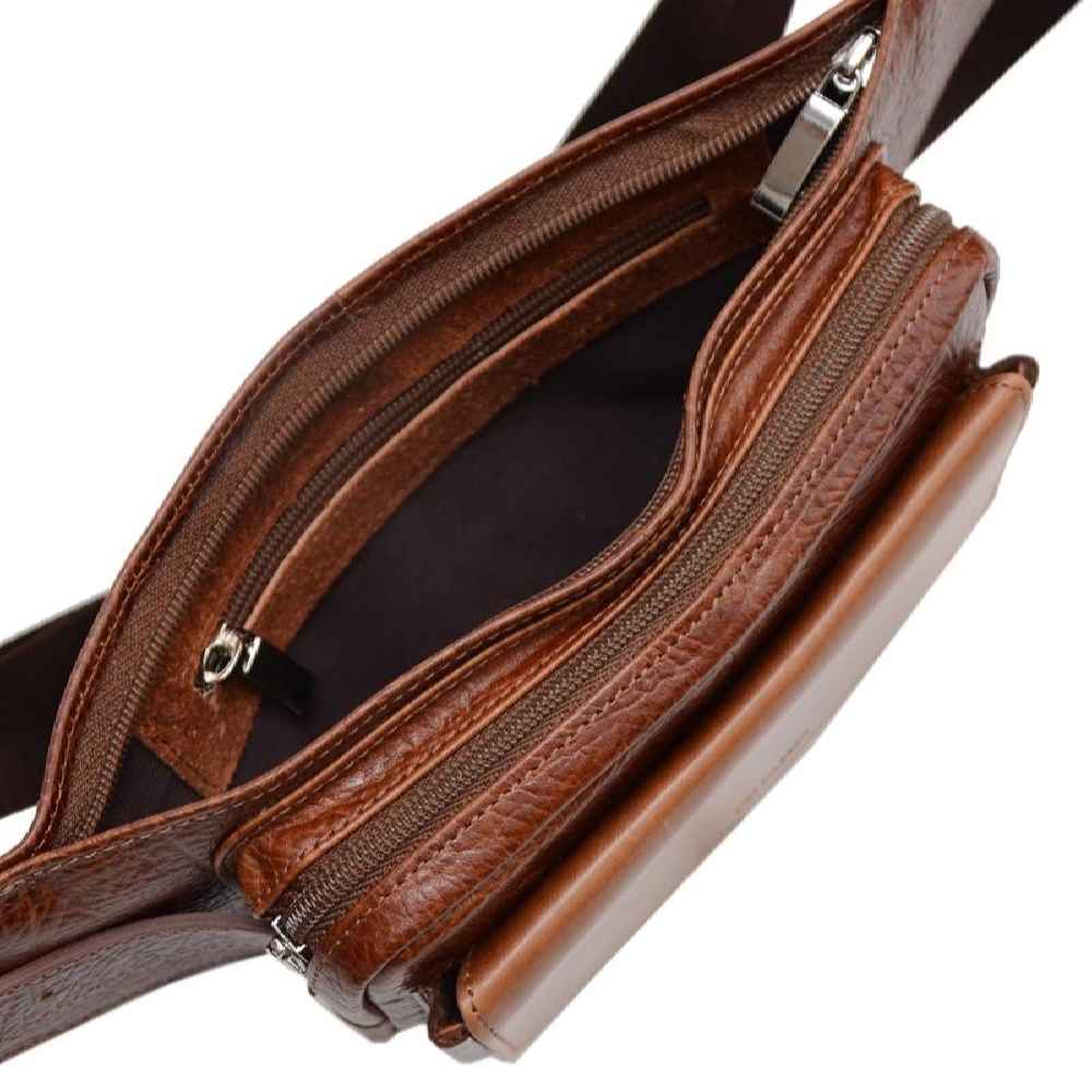 Real Leather Waist Pack with Adjustable Belt for Everyday Essentials
