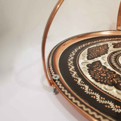 Decorative Copper Tray Hand-Engraved & Hammered with Persian Artisanal Maryam