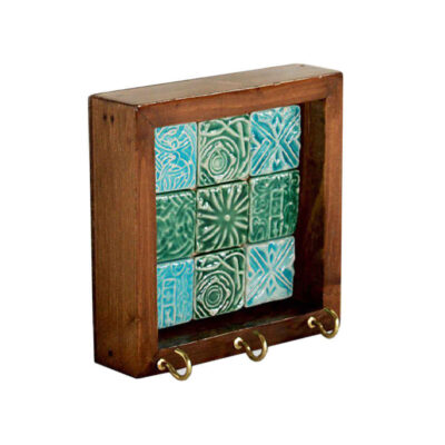 Ceramic Wall Key Holder – with Wooden Frame & Model Kheshti