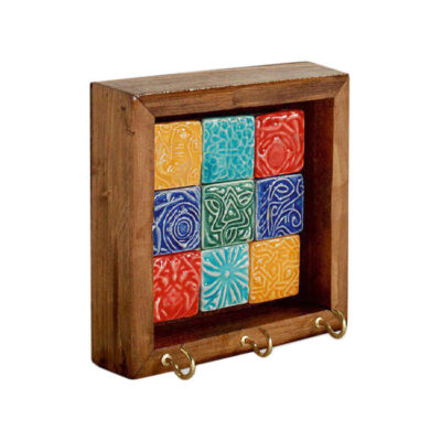 Ceramic Wall Key Holder – with Wooden Frame & Model Kian