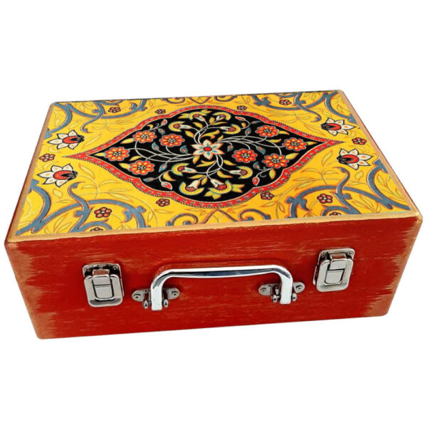 Wooden Box for Gift Giving with Persian Inspired Pattern Tile