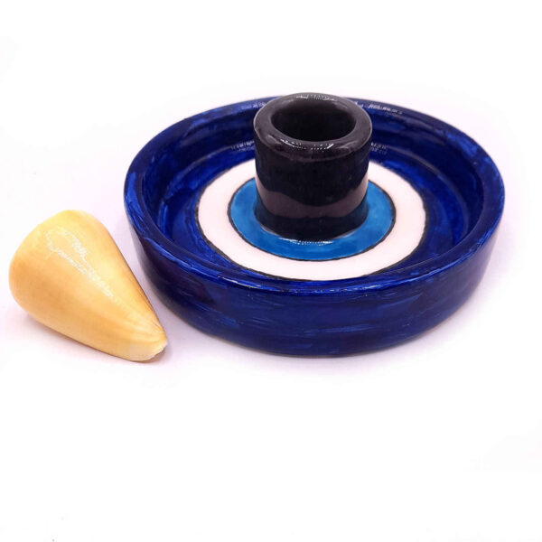 Ceramic Incense Holder – Round Blue Model Palo