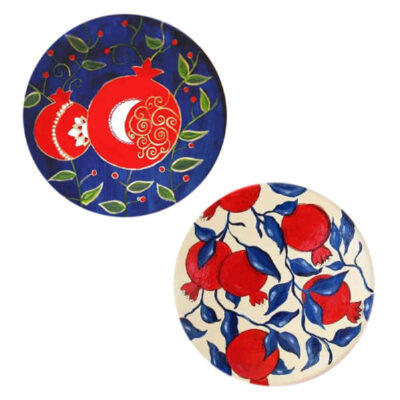 Set of 2 Hand-Painted Decorative Pottery Plate Anar