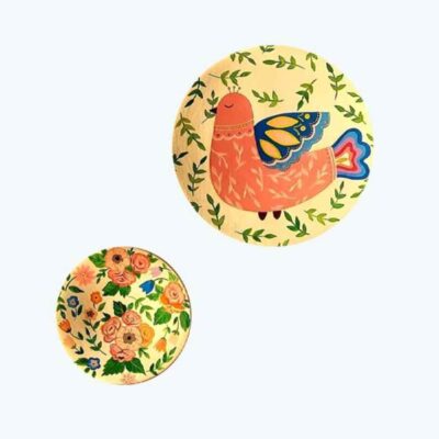 Set of 2 Hand-Painted Decorative Pottery Plate Heaven