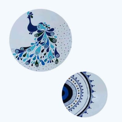 Set of 2 Hand-Painted Decorative Pottery Plate Simorgh