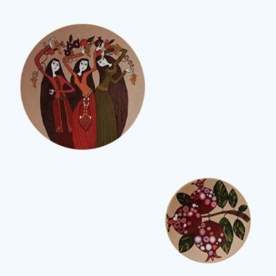 Set of 2 Hand-Painted Decorative Pottery Plate Yalda