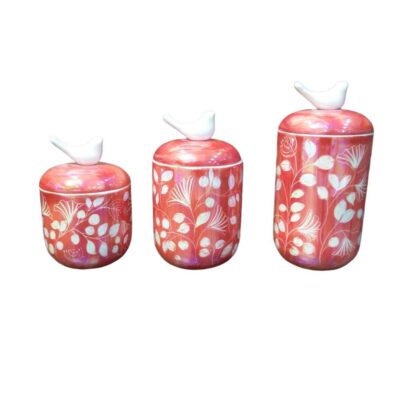 Ceramic Canister Set – Ideal for Kitchen Storage & Organization, Birds (3x)