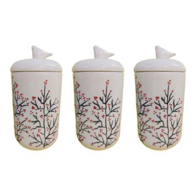 Ceramic Canister Set – Ideal for Kitchen Storage & Organization, Blossom (3x)
