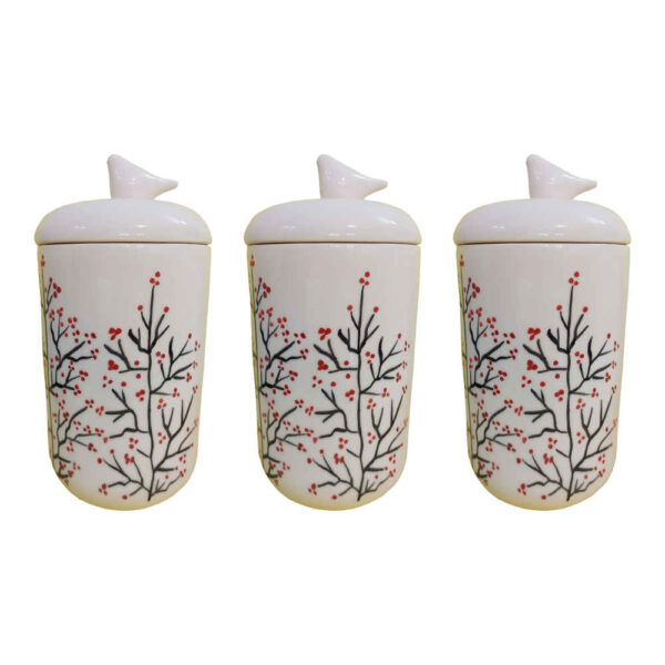 Ceramic Canister Set - Ideal for Kitchen Storage & Organization, Blossom (3x)