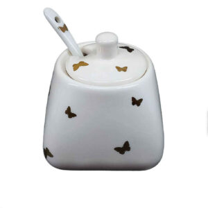 Set of 3 Ceramic Storage Canisters Model Butterfly