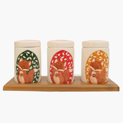 Ceramic Canister Set – Ideal for Kitchen Storage & Organization, Fox (3x)