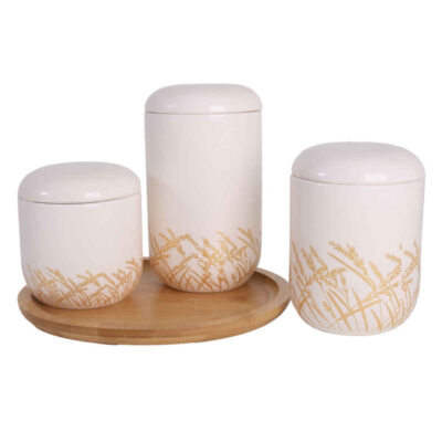 Ceramic Canister Set – Stylish Storage for Coffee, Tea, & More (3x)