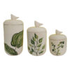 Ceramic Canister Set - Ideal for Kitchen Storage & Organization, Leaf (3x)