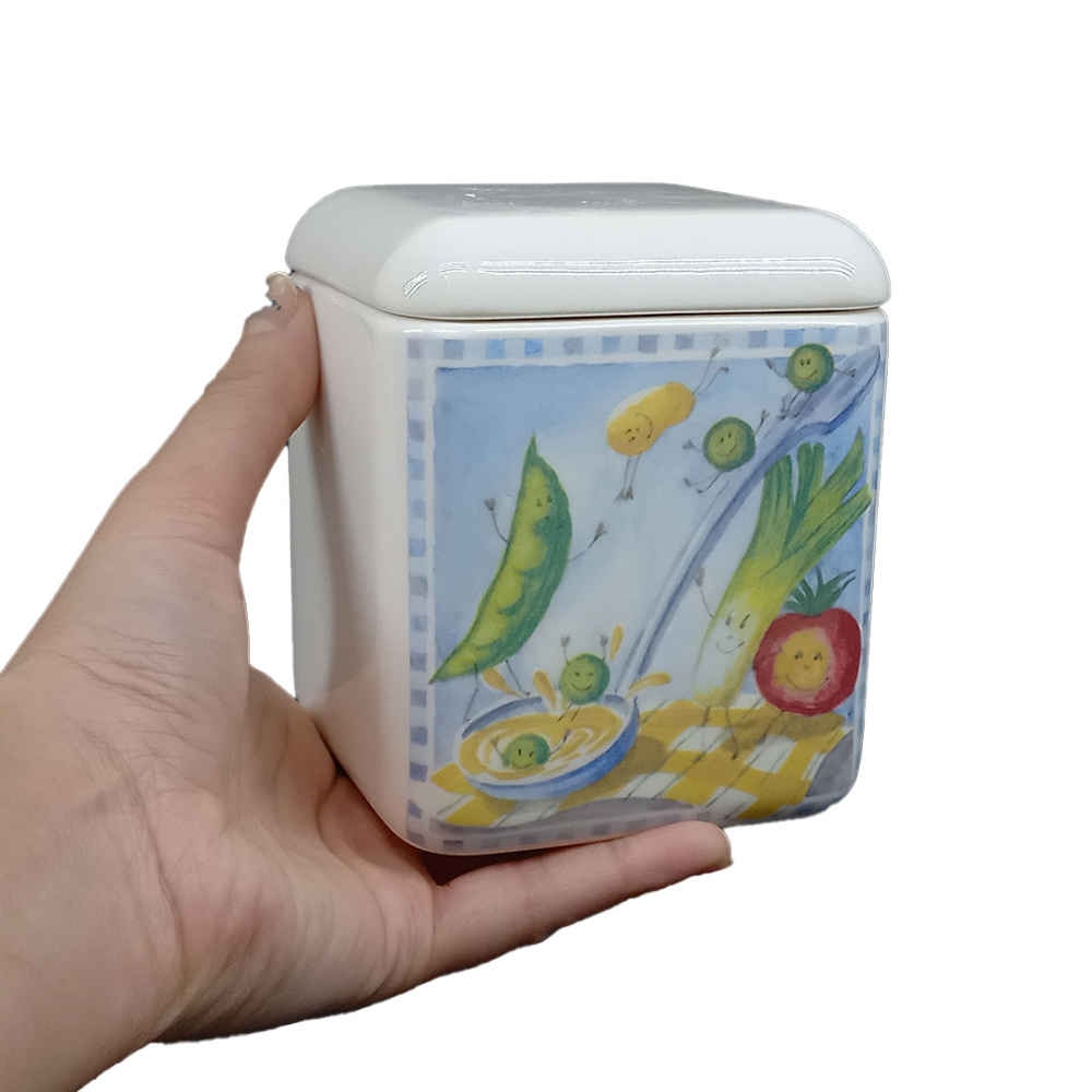 Ceramic Canister Set – Ideal for Kitchen Storage & Organization, Peas (3x)