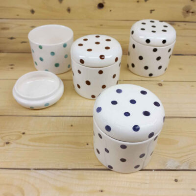 Ceramic Canister Set – Ideal for Kitchen Storage & Organization, Polka Dots (3x)
