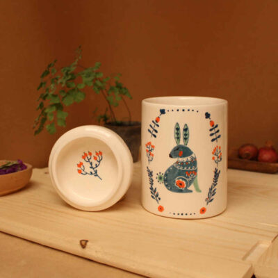 Ceramic Canister Set – Ideal for Kitchen Storage & Organization, Rabbits (3x)