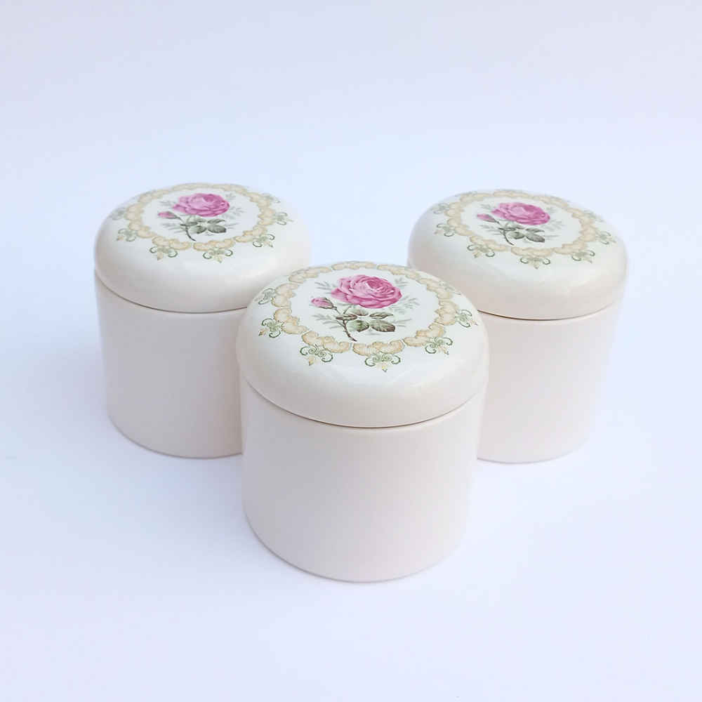 Ceramic Canister Set – Ideal for Kitchen Storage & Organization, Rose (3x)