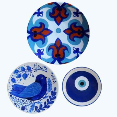 Set of 3 Hand-Painted Decorative Pottery Plate Ana