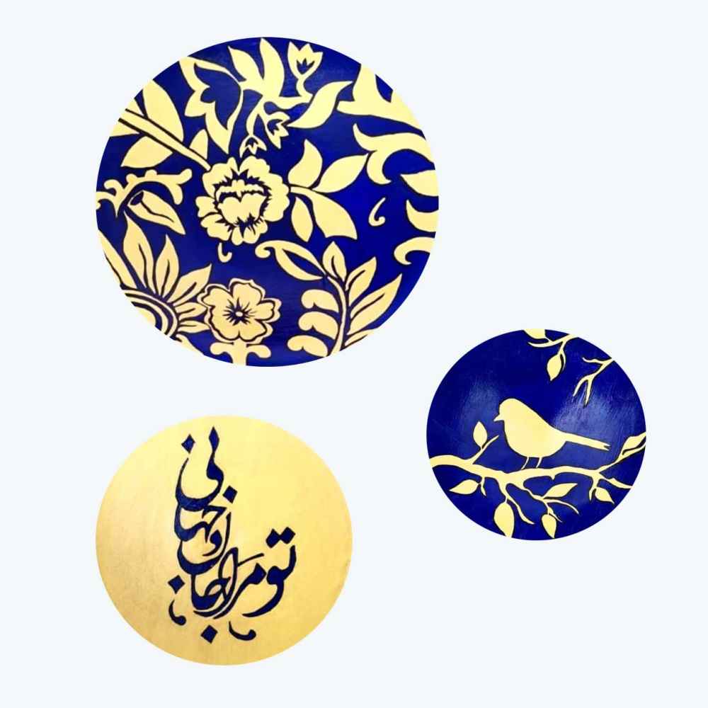 Set of 3 Hand-Painted Decorative Pottery Plate Khat