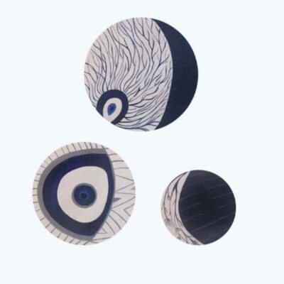 Set of 3 Hand-Painted Decorative Pottery Plate Nazar