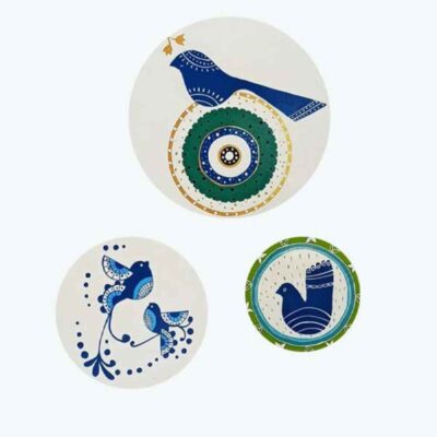 Set of 3 Hand-Painted Decorative Pottery Plate Tabiat
