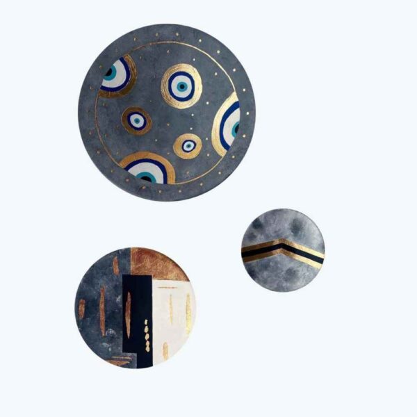 Set of 3 Hand-Painted Decorative Pottery Wall Plate