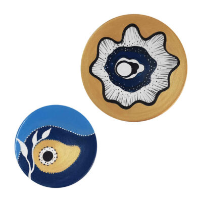 Set of 4 Hand-Painted Decorative Pottery Wall Plate Cheshm Nazar