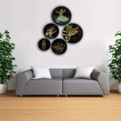 Set of 5 Hand-Painted Decorative Pottery Wall Plate Eshgh