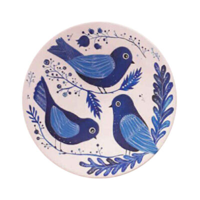 Set of 3 Hand-Painted Decorative Pottery Wall Plate Cheshm Nazar