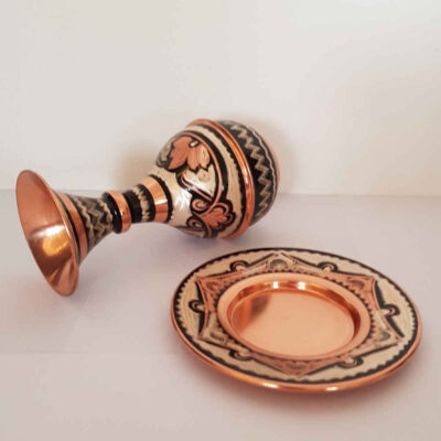 Decorative Copper Vase Hand-Painted with Persian Minakari Enamel Helen